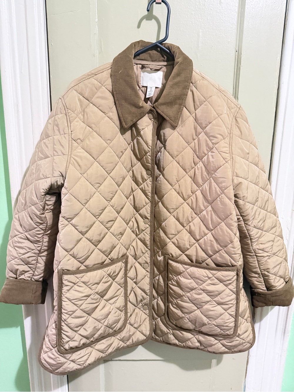 Quilted Oversized Women's Jacket in Tan - Picture 5 of 5